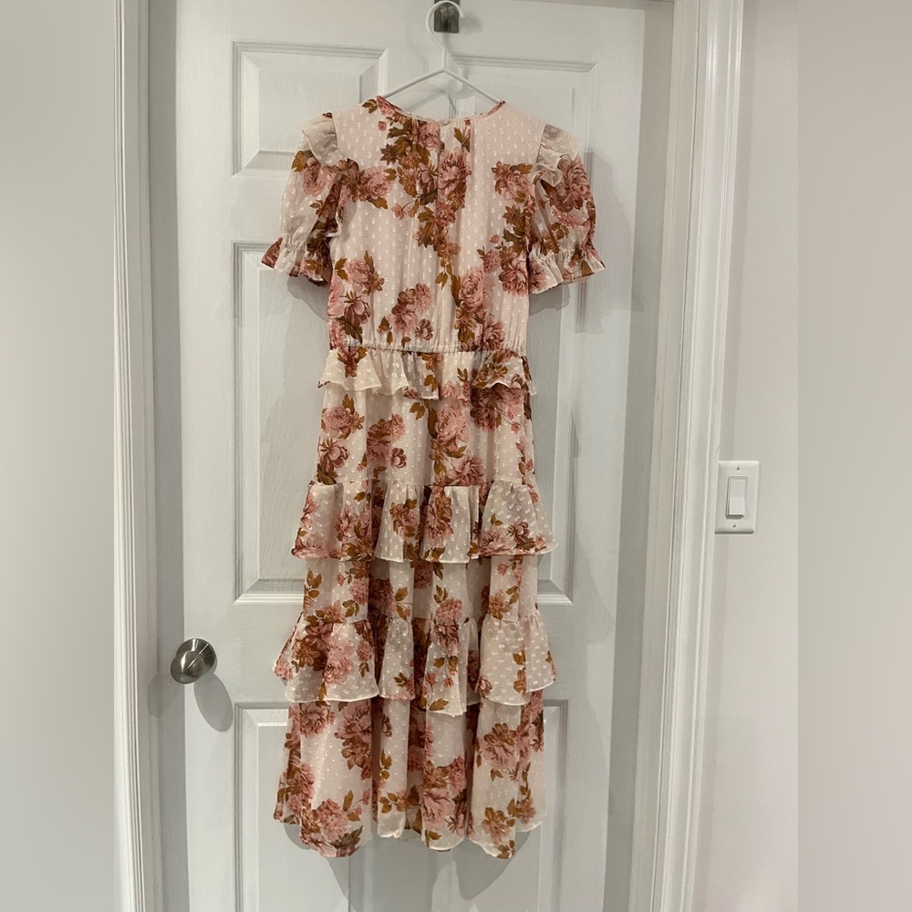 Rachel Parcell Floral Ruffle Dress - Pink and Cream
